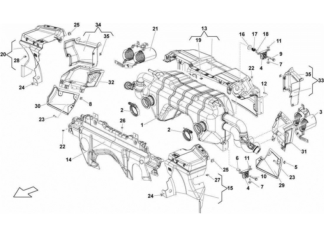 Lamborghini Gallardo STS II SC Exhaust System Part Diagram