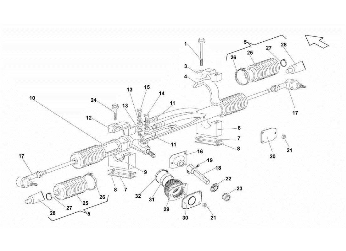 Lamborghini Gallardo STS II SC Steering Rack Part Diagram