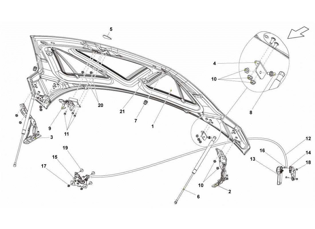 Lamborghini Gallardo STS II SC Front Hood Part Diagram