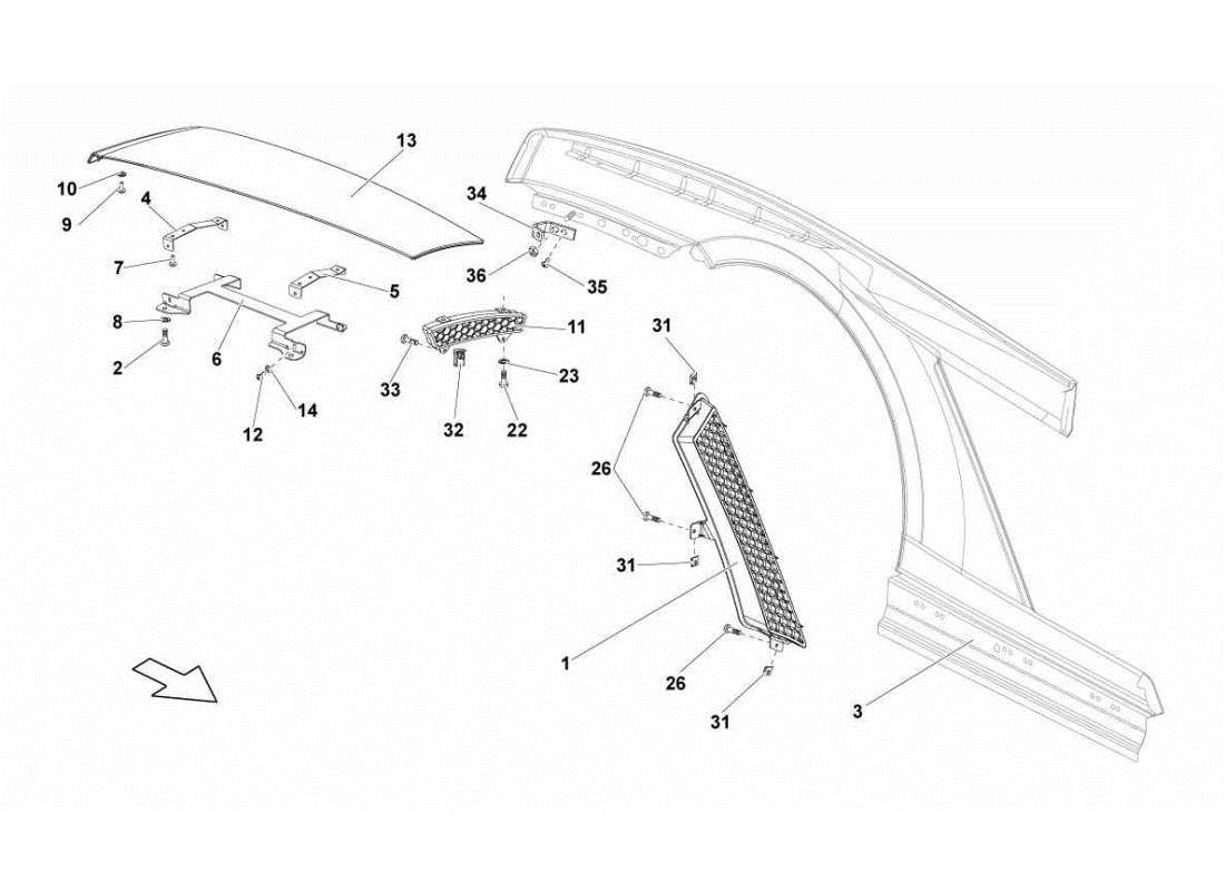 Lamborghini Gallardo STS II SC REAR FENDER Part Diagram