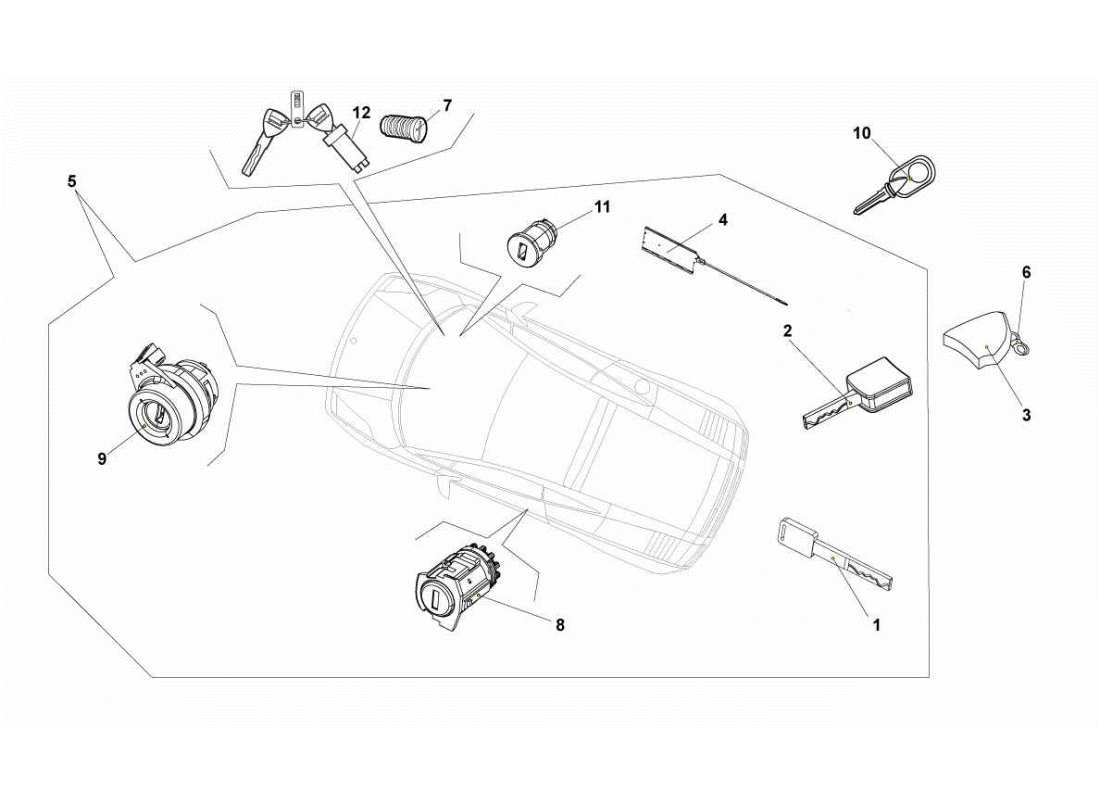Lamborghini Gallardo STS II SC Keys Kit Part Diagram