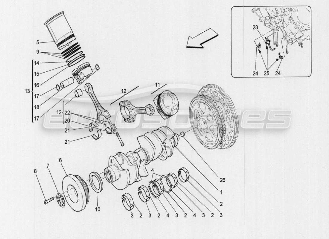 Maserati QTP. V8 3.8 530bhp Auto 2015 crank mechanism Part Diagram
