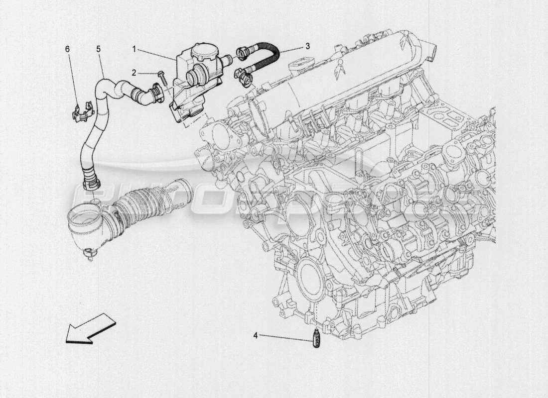 Maserati QTP. V8 3.8 530bhp Auto 2015 oil vapour recirculation system Part Diagram