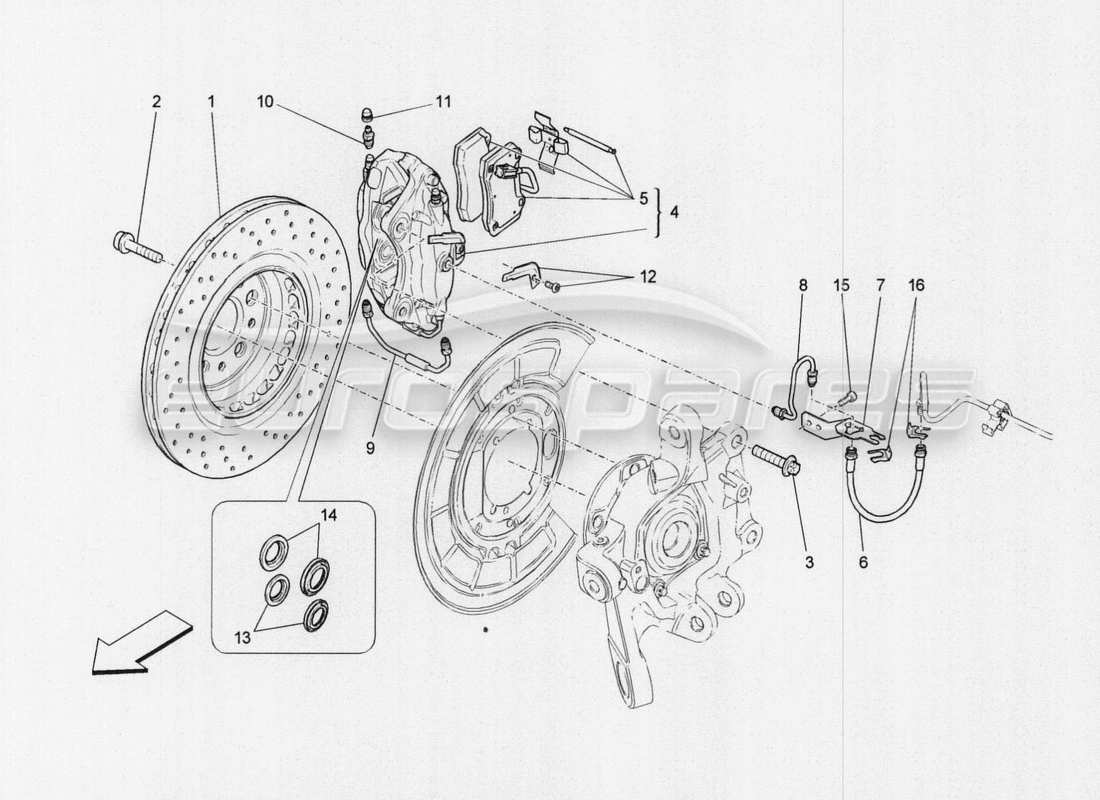 Maserati QTP. V8 3.8 530bhp Auto 2015 braking devices on rear wheels Part Diagram