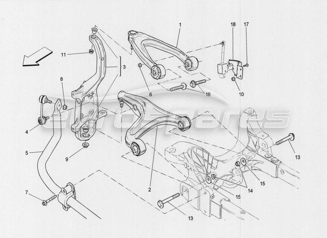Maserati QTP. V8 3.8 530bhp Auto 2015 Front Suspension Part Diagram