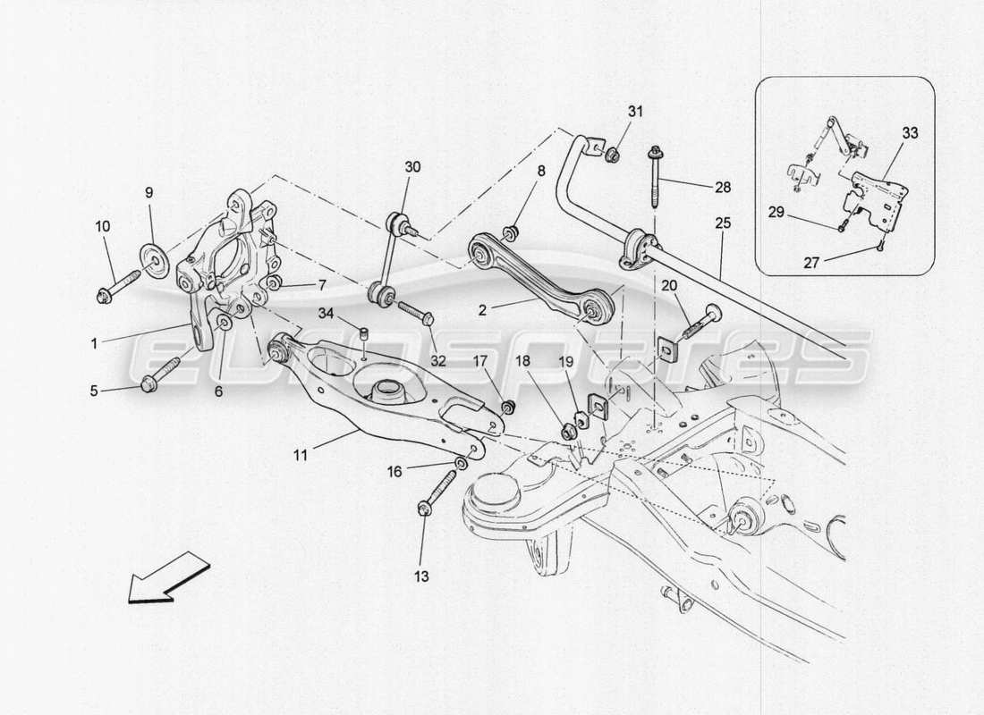 Maserati QTP. V8 3.8 530bhp Auto 2015 Rear Suspension Part Diagram