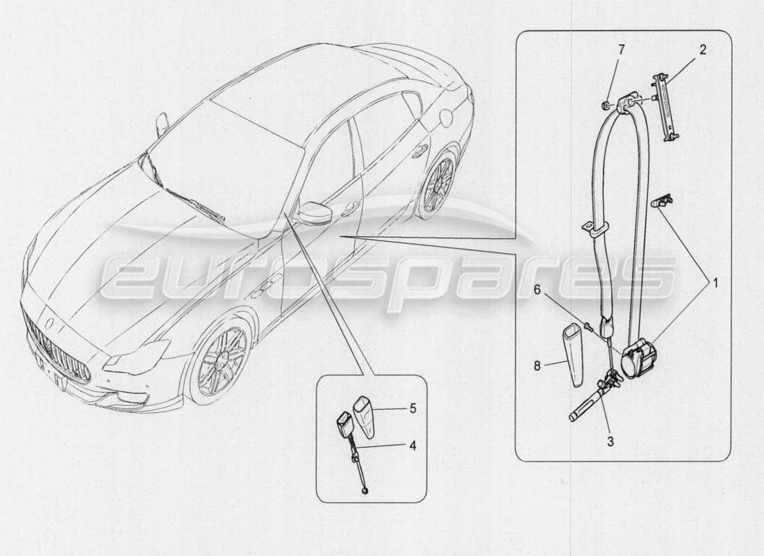 Maserati QTP. V8 3.8 530bhp Auto 2015 FRONT SEATBELTS Part Diagram