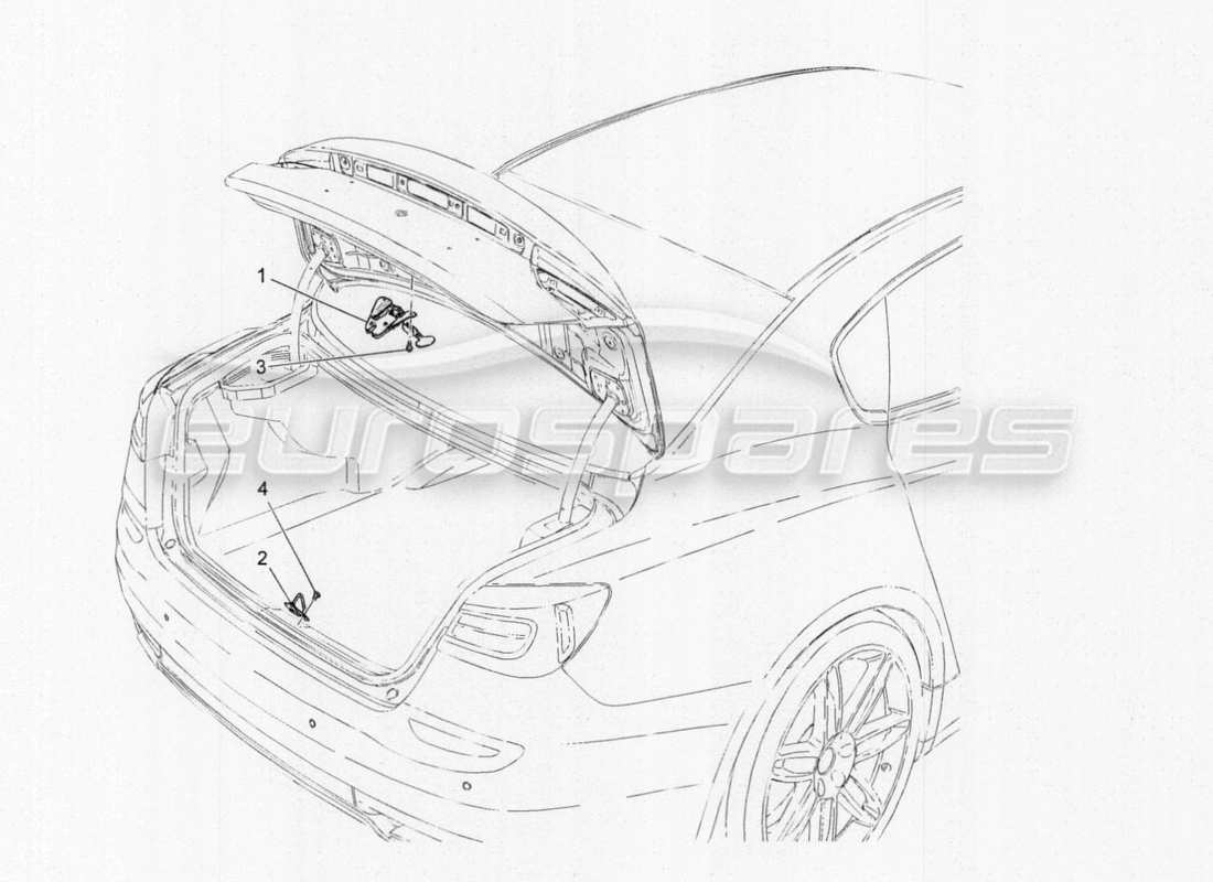 Maserati QTP. V8 3.8 530bhp Auto 2015 REAR LID OPENING BUTTON Part Diagram