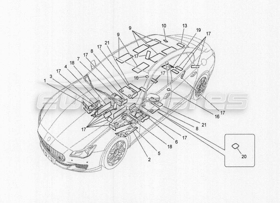 Maserati QTP. V8 3.8 530bhp Auto 2015 LUGGAGE COMPARTMENT MATS Part Diagram