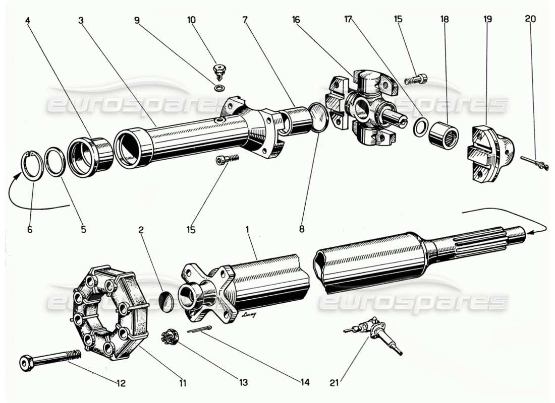 Ferrari 330 GT 2+2 transmission shaft Part Diagram