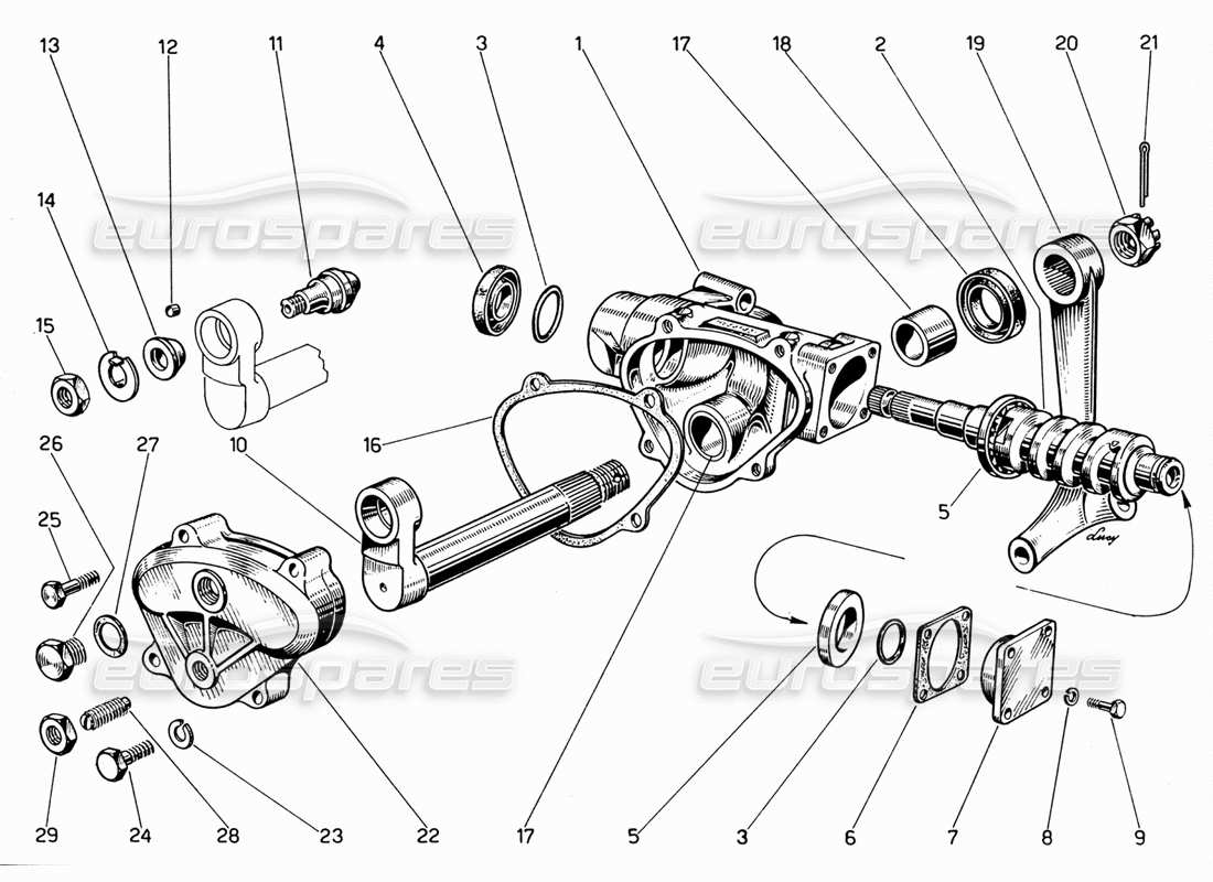 Ferrari 330 GT 2+2 Steering box Part Diagram