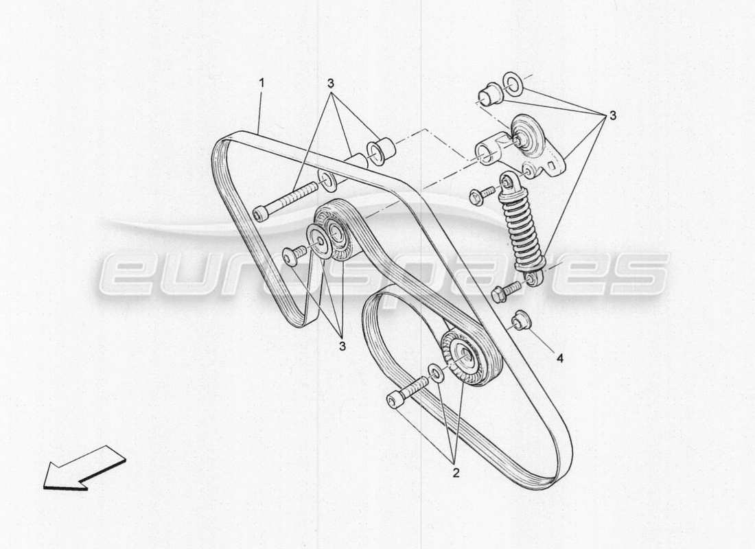 Maserati QTP. V8 3.8 530bhp 2014 Auto auxiliary device belts Part Diagram