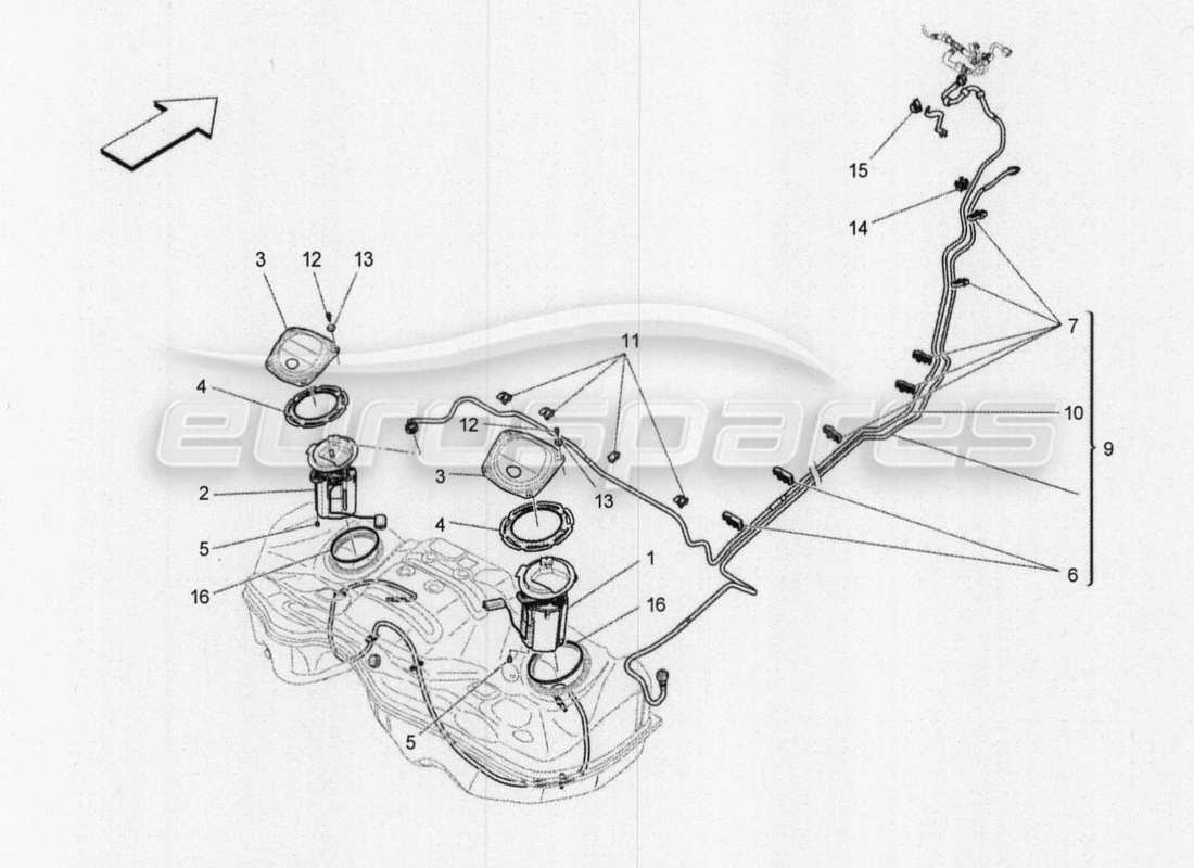 Maserati QTP. V8 3.8 530bhp 2014 Auto fuel pumps and connection lines Part Diagram