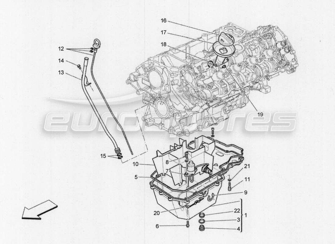 Maserati QTP. V8 3.8 530bhp 2014 Auto lubrication system: circuit and collection Part Diagram