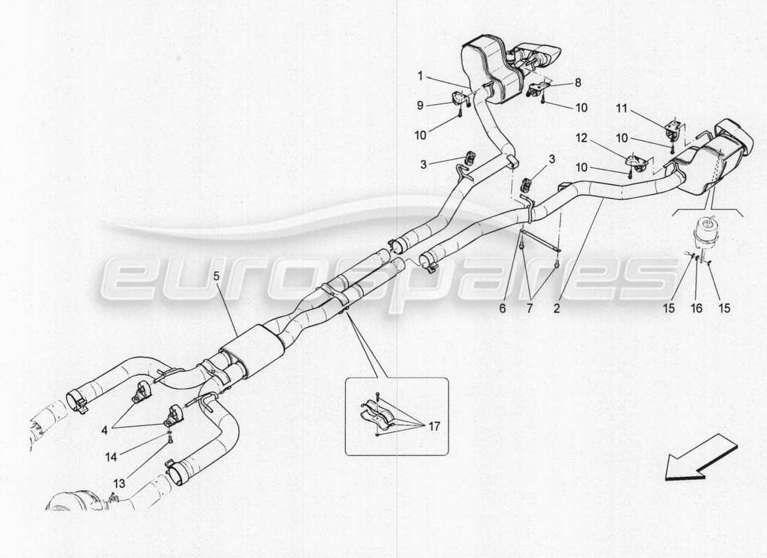 Maserati QTP. V8 3.8 530bhp 2014 Auto silencers Part Diagram