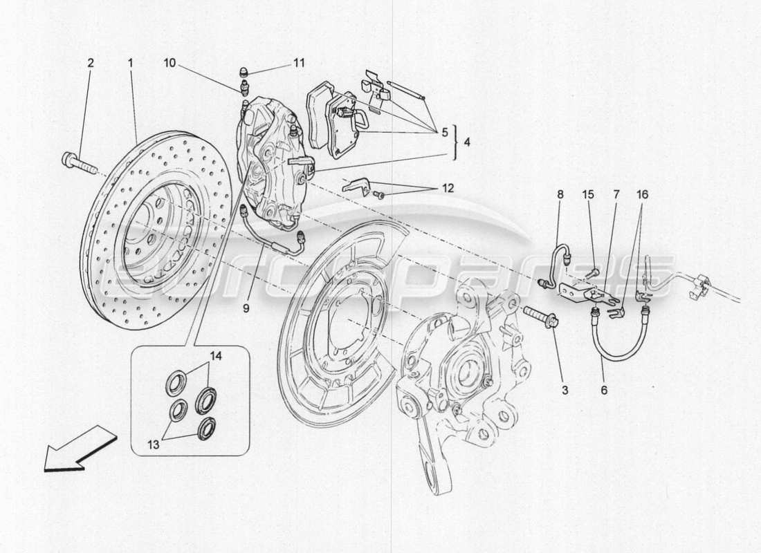 Maserati QTP. V8 3.8 530bhp 2014 Auto braking devices on rear wheels Part Diagram