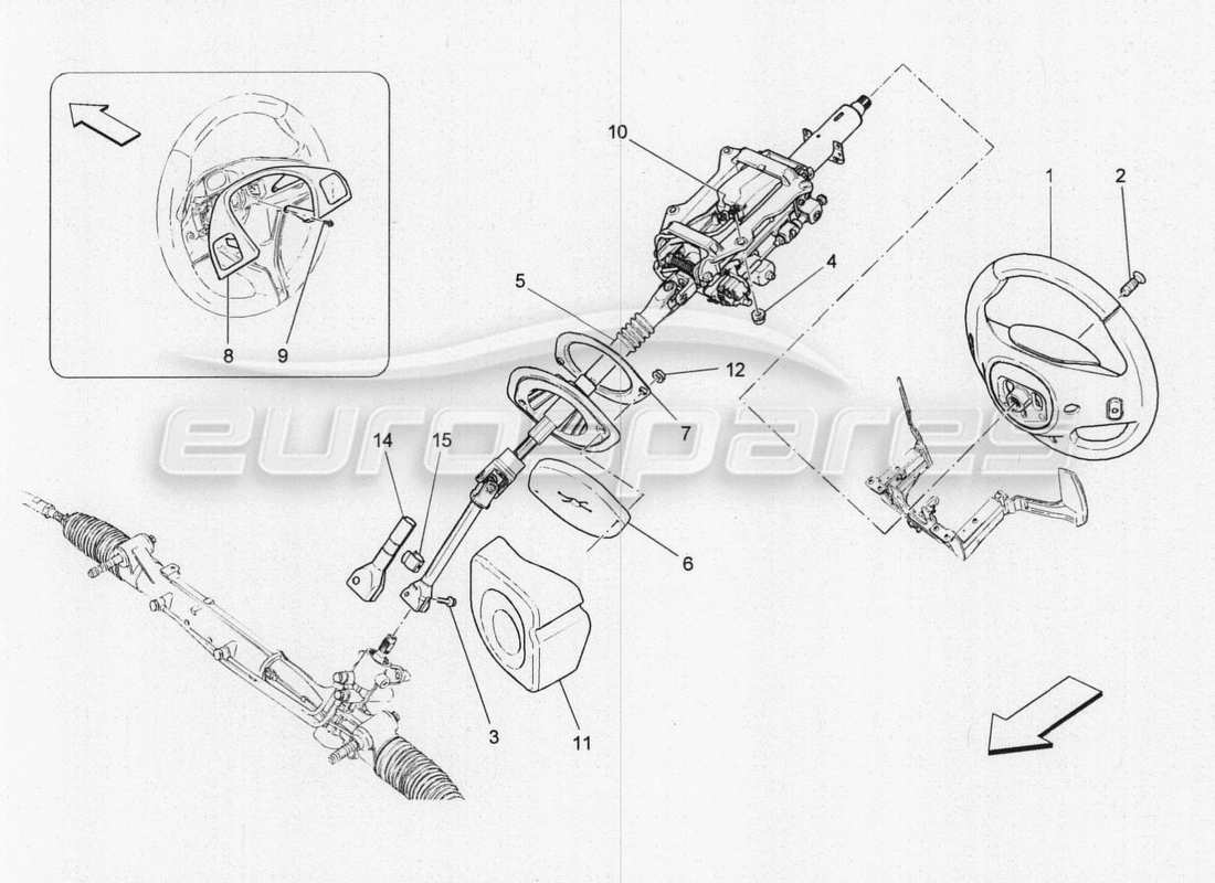 Maserati QTP. V8 3.8 530bhp 2014 Auto steering column and steering wheel unit Part Diagram