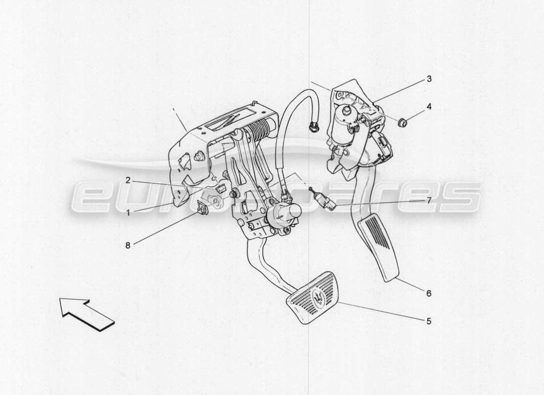 Maserati QTP. V8 3.8 530bhp 2014 Auto COMPLETE PEDAL BOARD UNIT Part Diagram
