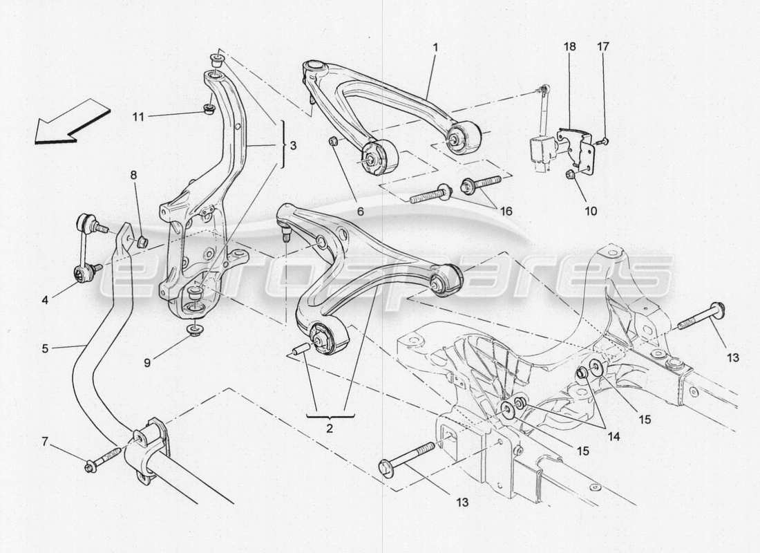 Maserati QTP. V8 3.8 530bhp 2014 Auto Front Suspension Part Diagram