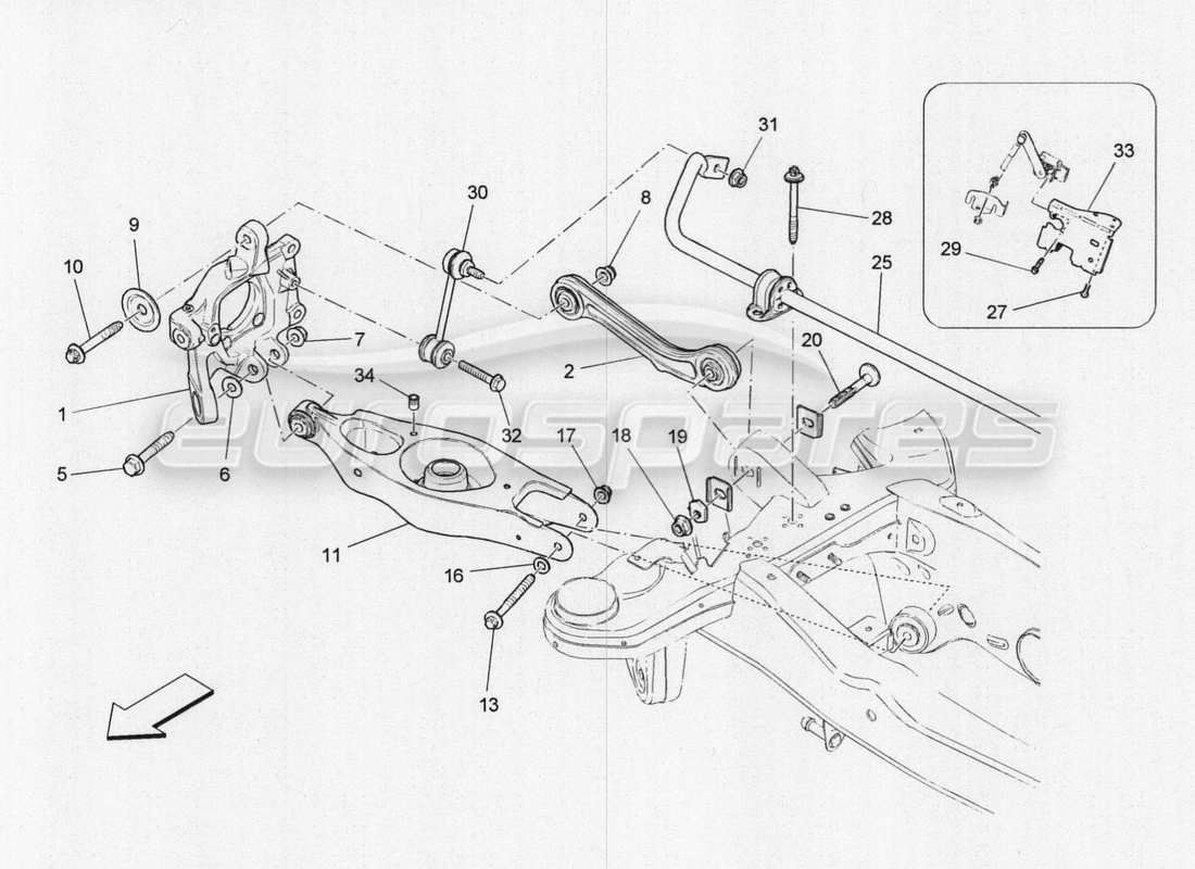 Maserati QTP. V8 3.8 530bhp 2014 Auto Rear Suspension Part Diagram