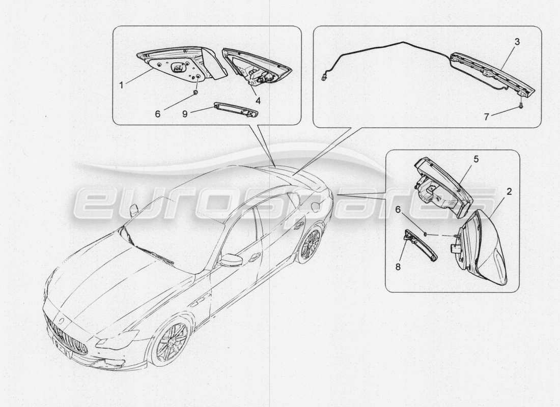 Maserati QTP. V8 3.8 530bhp 2014 Auto TAILIGHT CLUSTERS Part Diagram