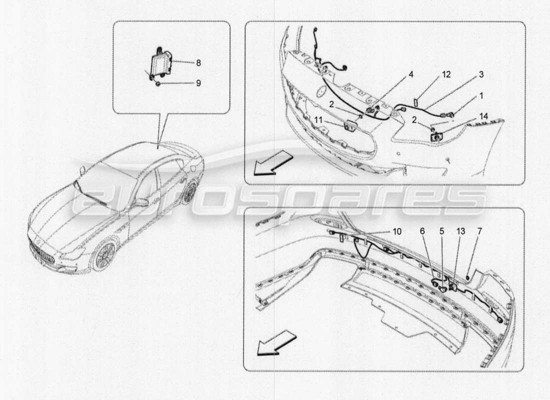 Maserati QTP. V8 3.8 530bhp 2014 Auto parking sensors Part Diagram