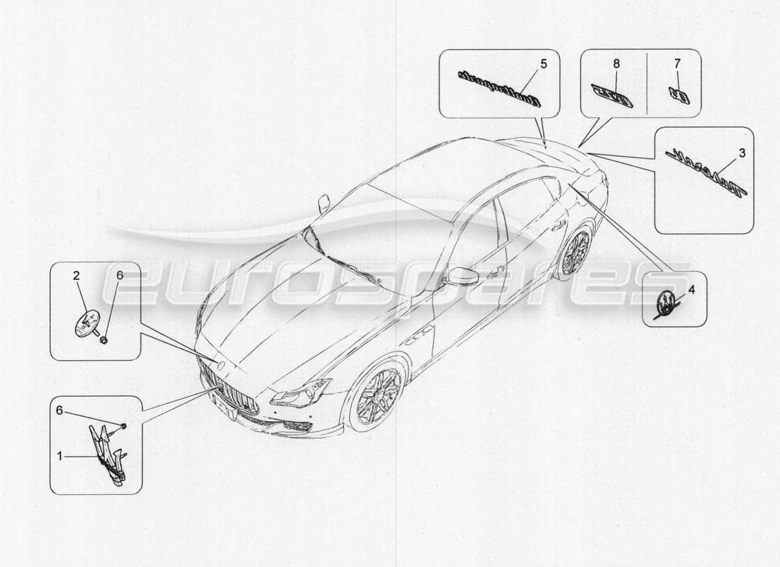 Maserati QTP. V8 3.8 530bhp 2014 Auto trims, brands and symbols Part Diagram