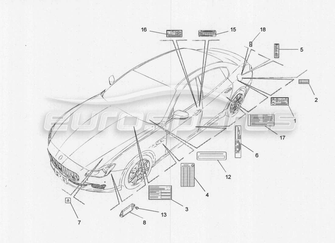 Maserati QTP. V8 3.8 530bhp 2014 Auto STICKERS AND LABELS Part Diagram