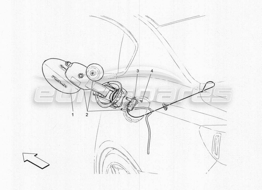 Maserati QTP. V8 3.8 530bhp 2014 Auto FUEL TANK DOOR AND CONTROLS Part Diagram