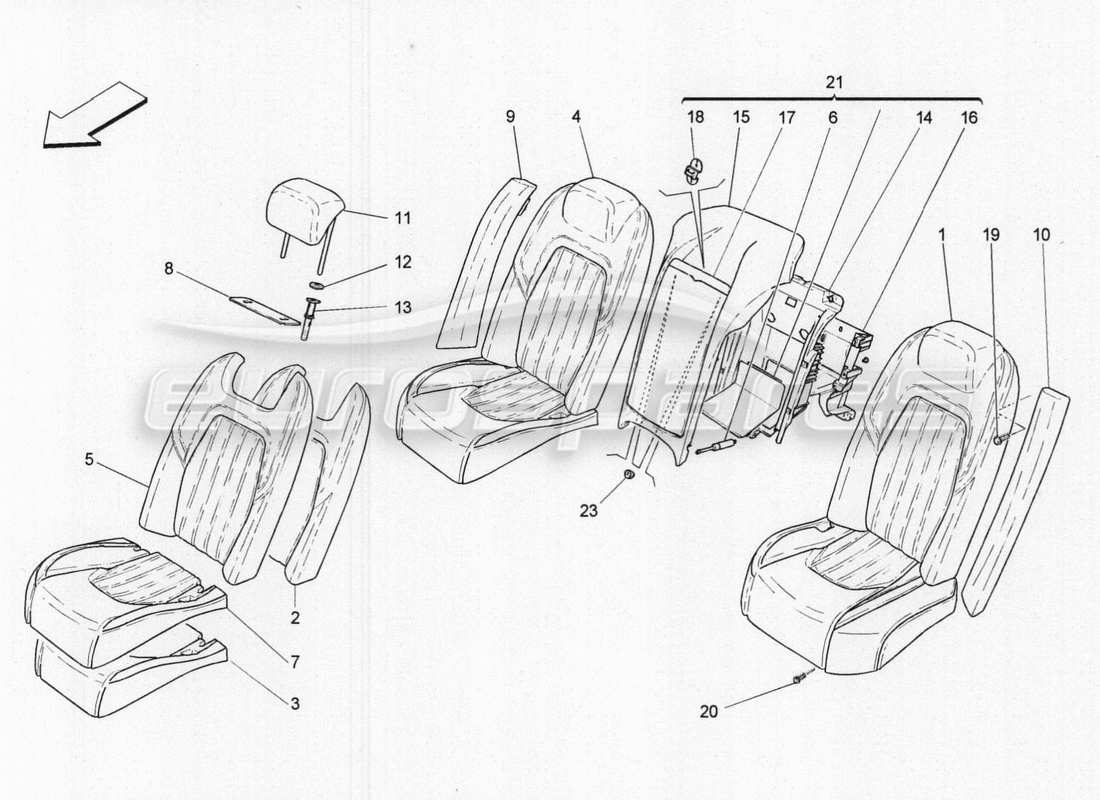 Maserati QTP. V8 3.8 530bhp 2014 Auto rear seats: trim panels Part Diagram