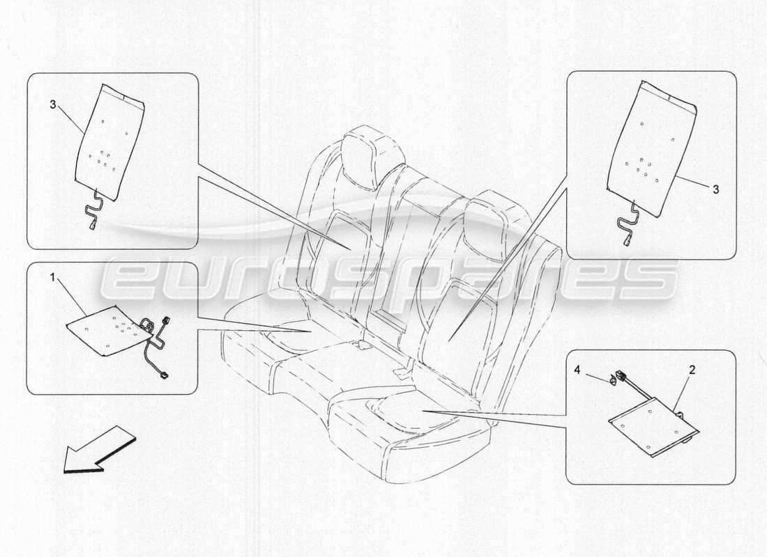 Maserati QTP. V8 3.8 530bhp 2014 Auto rear seats: mechanics and electronics Part Diagram