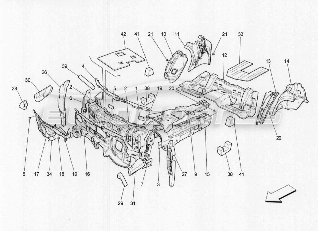 Maserati QTP. V8 3.8 530bhp 2014 Auto SOUND-PROOFING PANELS INSIDE VEHICLE Part Diagram