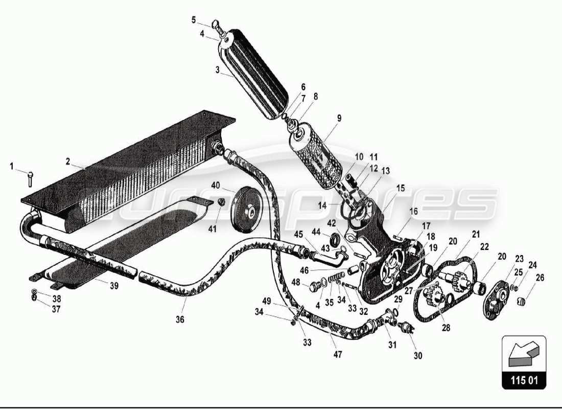 Lamborghini 350 GT OIL SYSTEM Part Diagram