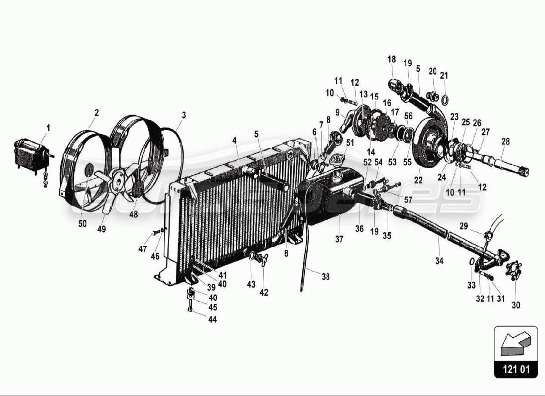 Lamborghini 350 GT Water Cooling System Part Diagram