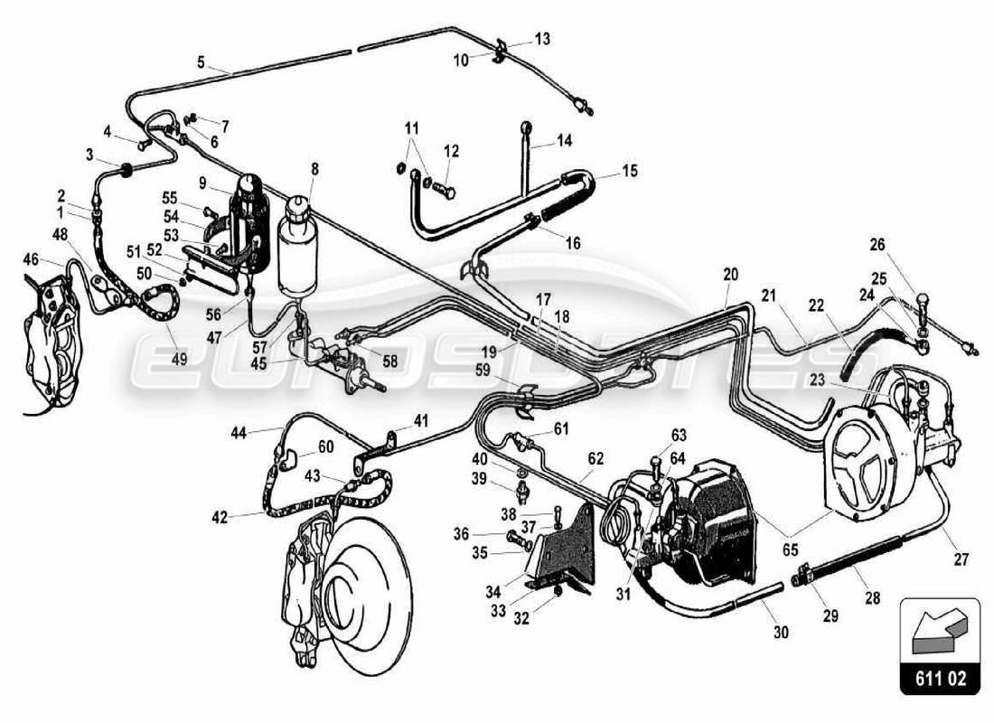 Lamborghini 350 GT Brake System Part Diagram