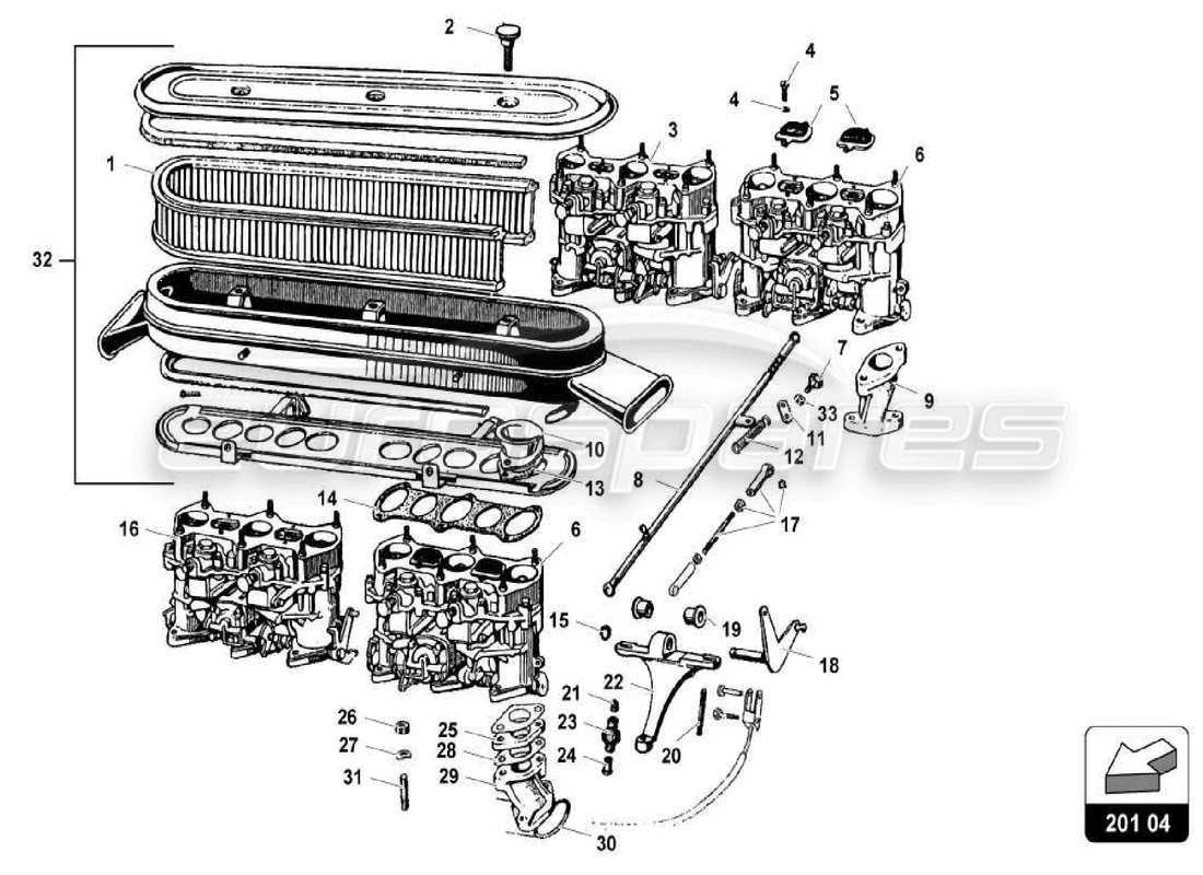 Lamborghini Miura P400S fuel system Part Diagram