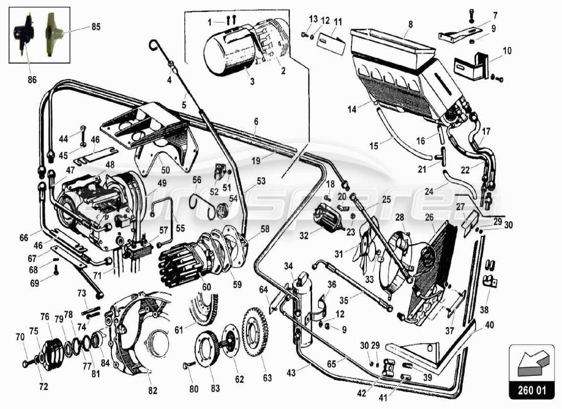 Lamborghini Miura P400S air conditioning system Part Diagram