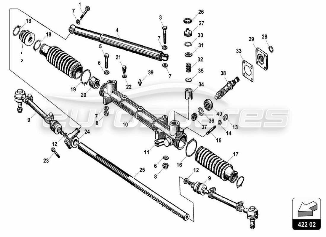 Lamborghini Miura P400S Steering Rack Part Diagram