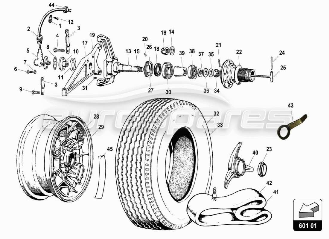 Lamborghini Miura P400S Tyres Part Diagram