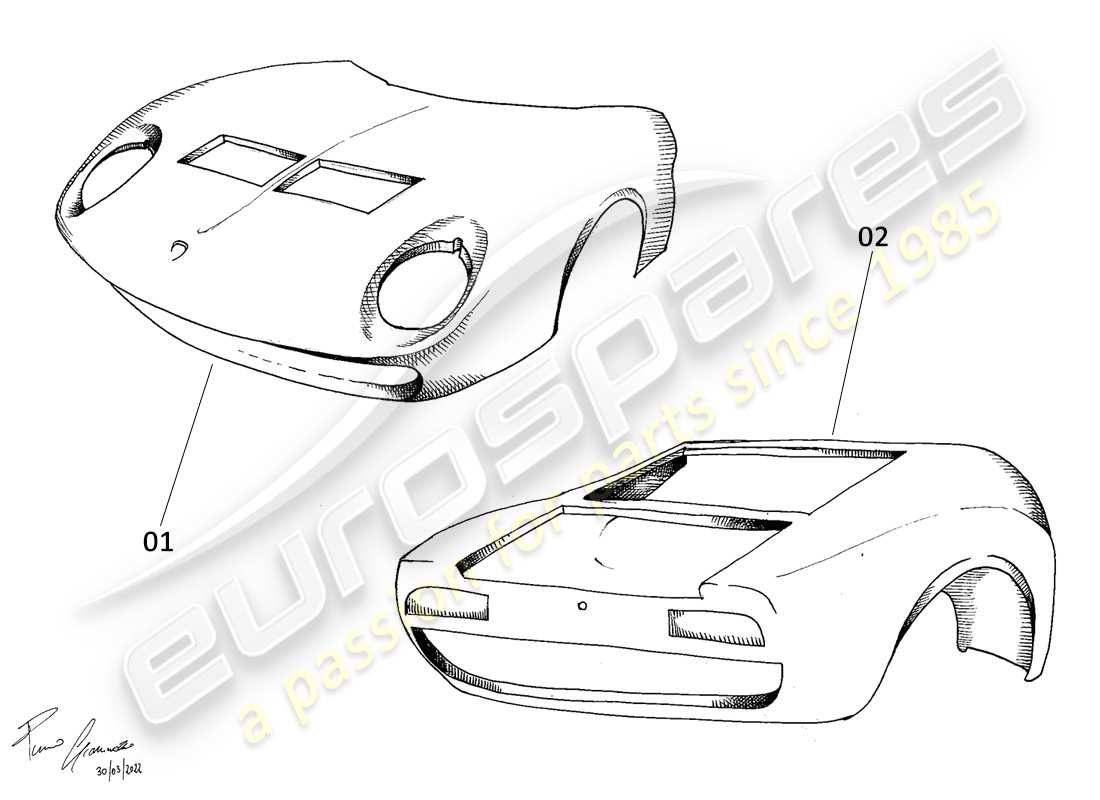 Lamborghini Miura P400S BODY Part Diagram