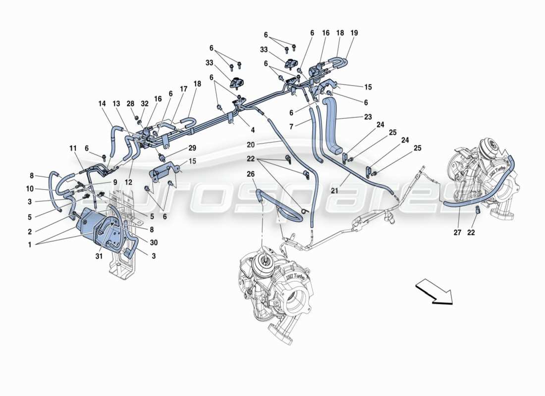Ferrari 488 Challenge Vacum Accumulator System Part Diagram