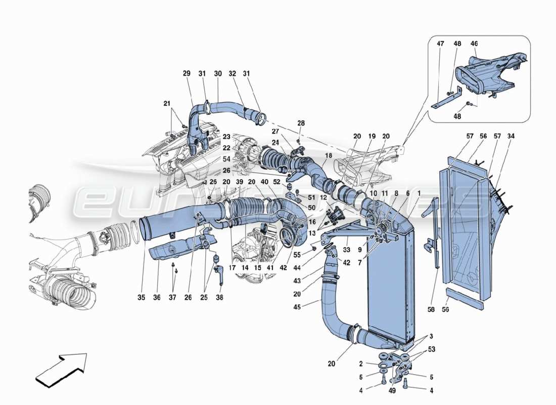 Ferrari 488 Challenge Intercooler Part Diagram