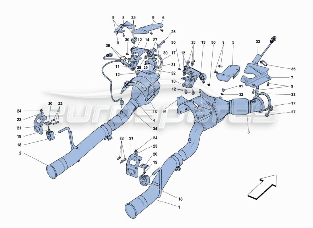 Ferrari 488 Challenge Exhaust System Part Diagram
