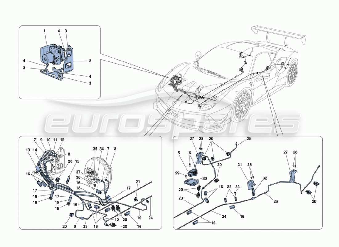Ferrari 488 Challenge brake lines Part Diagram