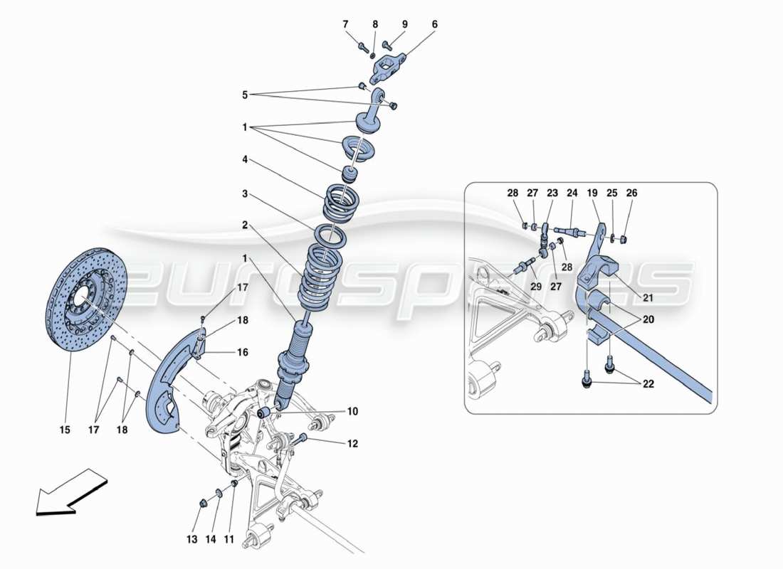 Ferrari 488 Challenge Front Shock Absorbers Part Diagram