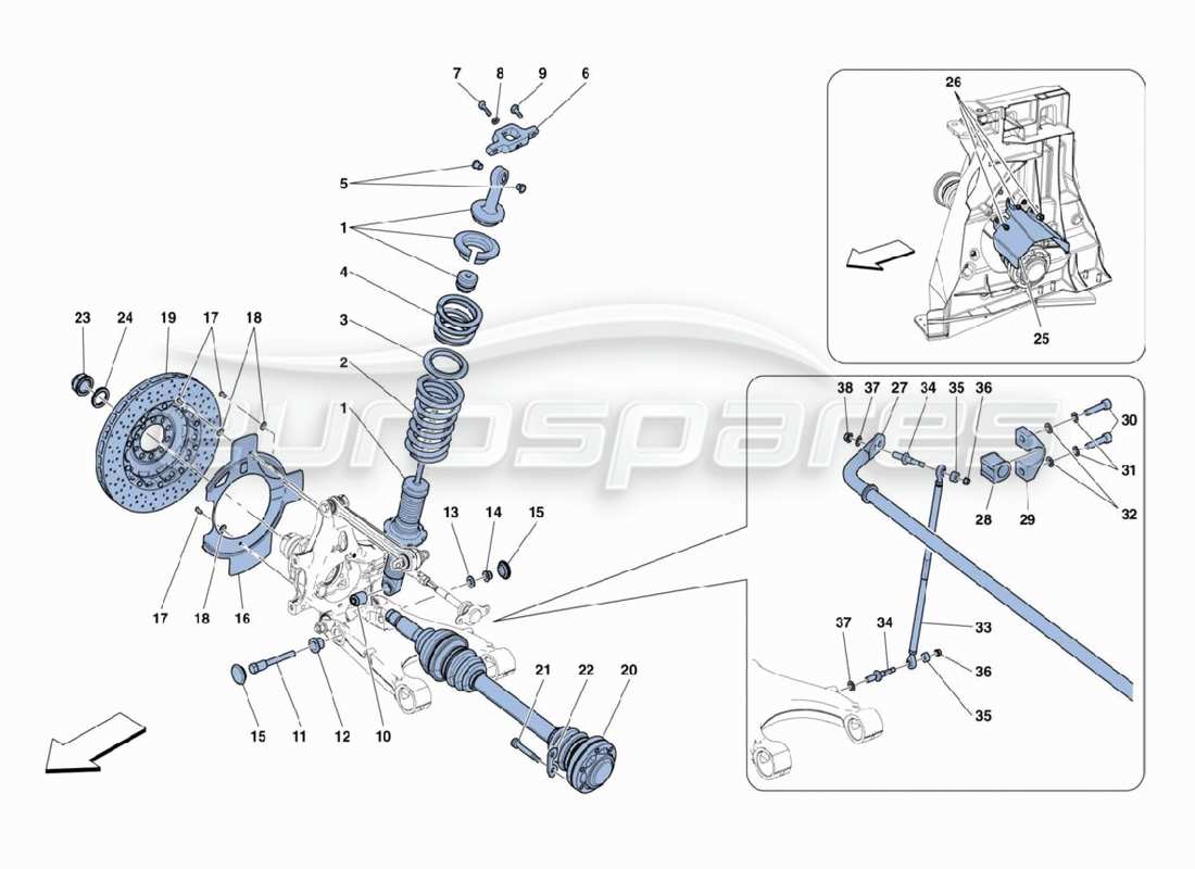 Ferrari 488 Challenge Rear Shock Absorbers Part Diagram