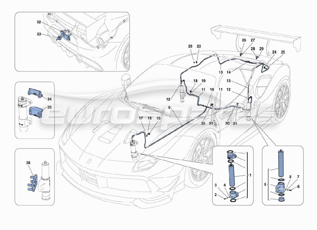 Ferrari 488 Challenge Lifting System Part Diagram