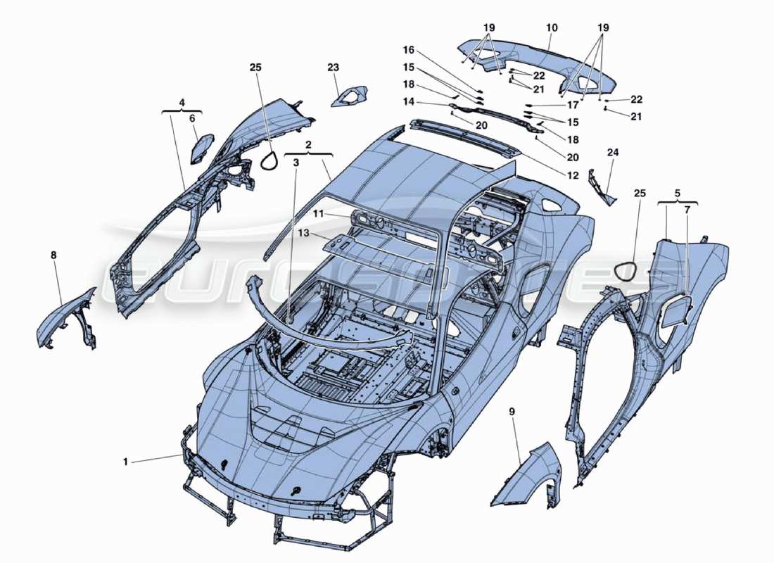 Ferrari 488 Challenge Body Parts Part Diagram