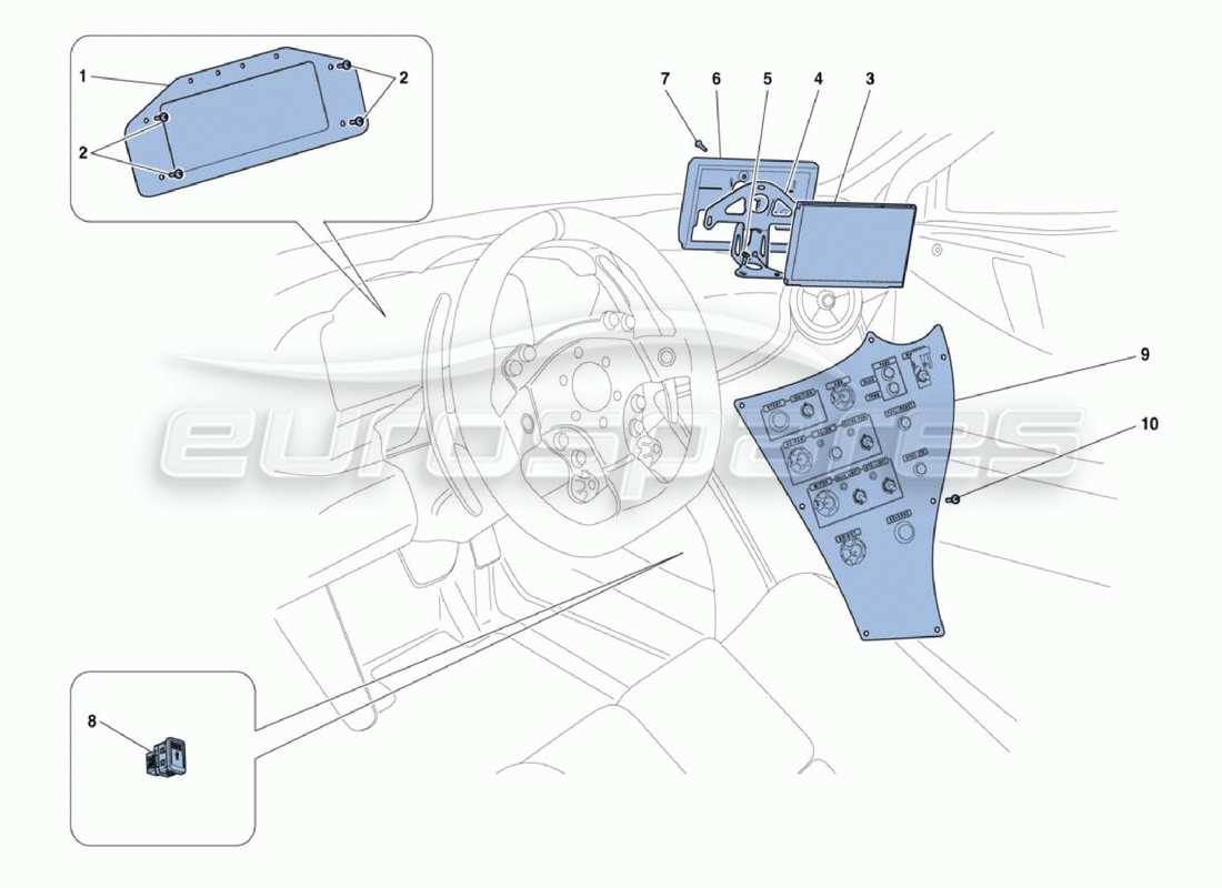 Ferrari 488 Challenge Internal Instruments Part Diagram