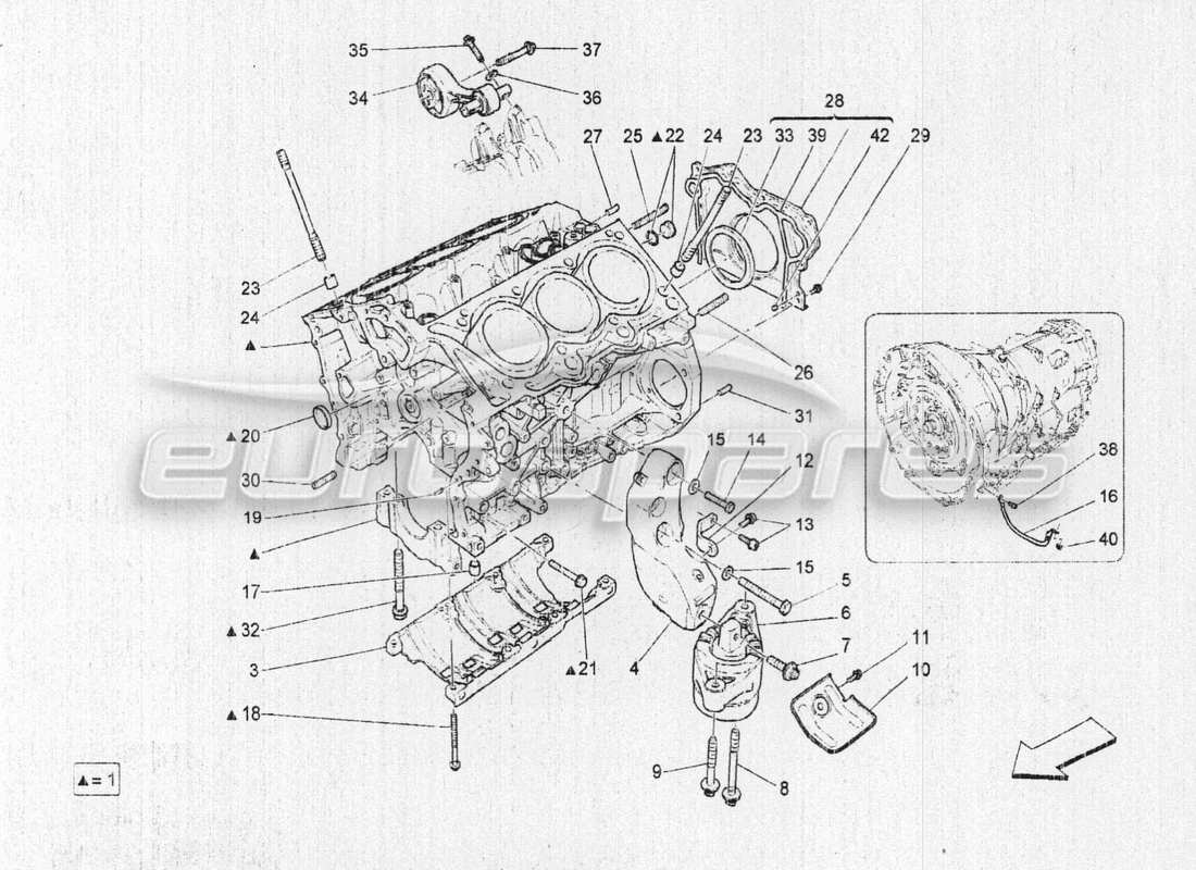 Maserati QTP. V6 3.0 BT 410bhp 2015 crankcase Parts Diagram